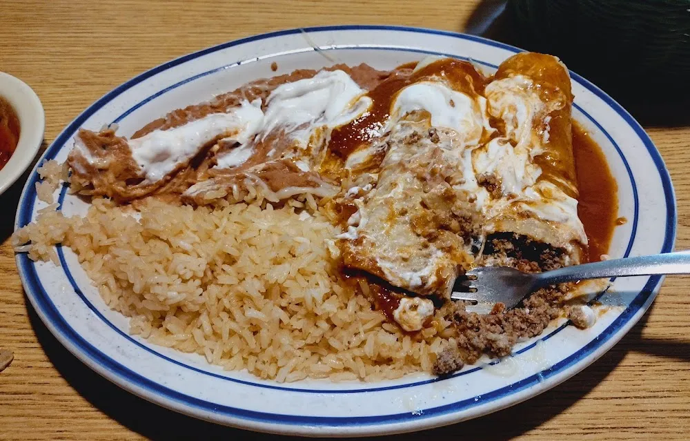 Double Enchiladas with Rice and Beans